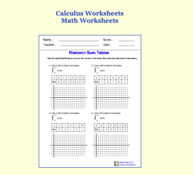Math Aids – Worksheets
